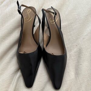 Sam Edelman Bianka Black Pointed-Toe Slingback Heels